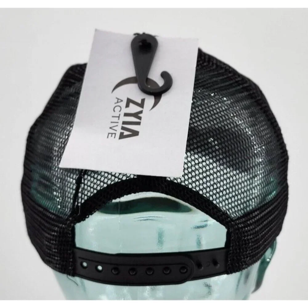 New‎ With Tags ZYIA Active Black Mesh Snapback Trucker Hat Cap Unisex One Size